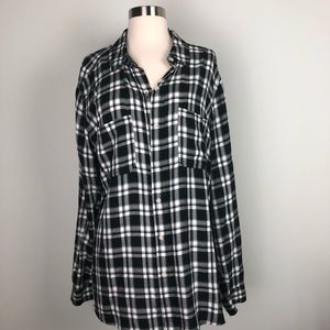 Mossimo Boyfriend Fit Plaid Button Down, XL